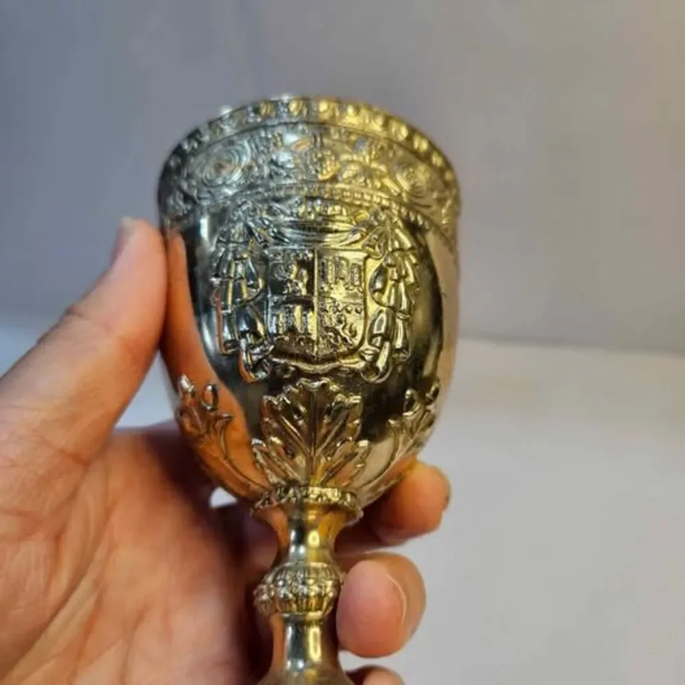 Vintage Silver-Plated Coat of Arms Goblet